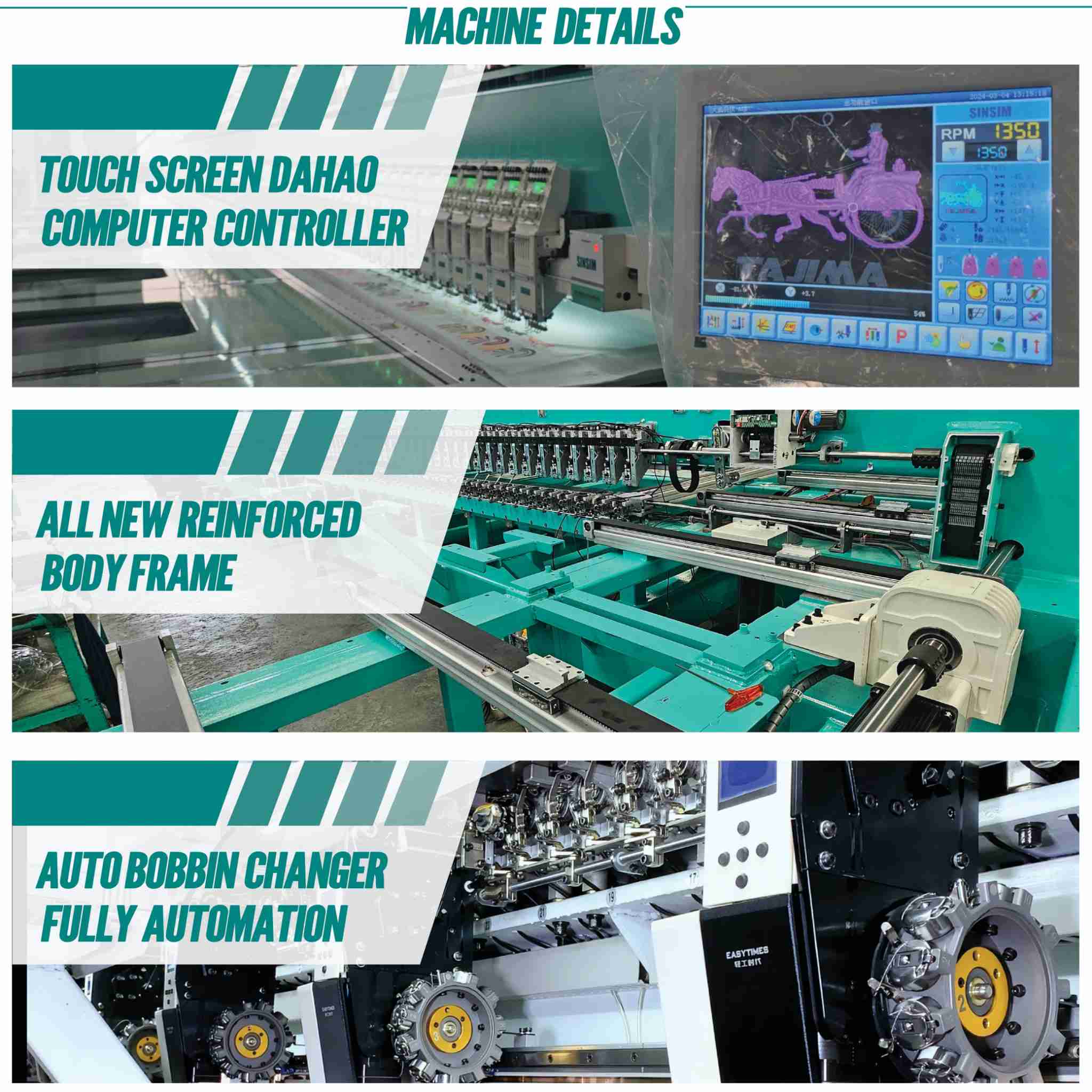 Tufting Embroidery Machine Sinsim 1 Head to 280 Head